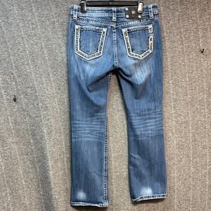 Miss Me Blue Boot Cut Jeans with Embellished Pockets